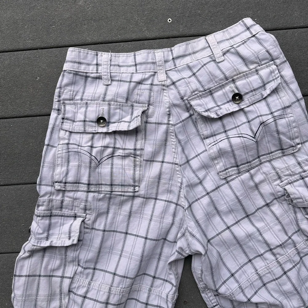 Levi's Men's Plaid Cargo Shorts White Gray 11
